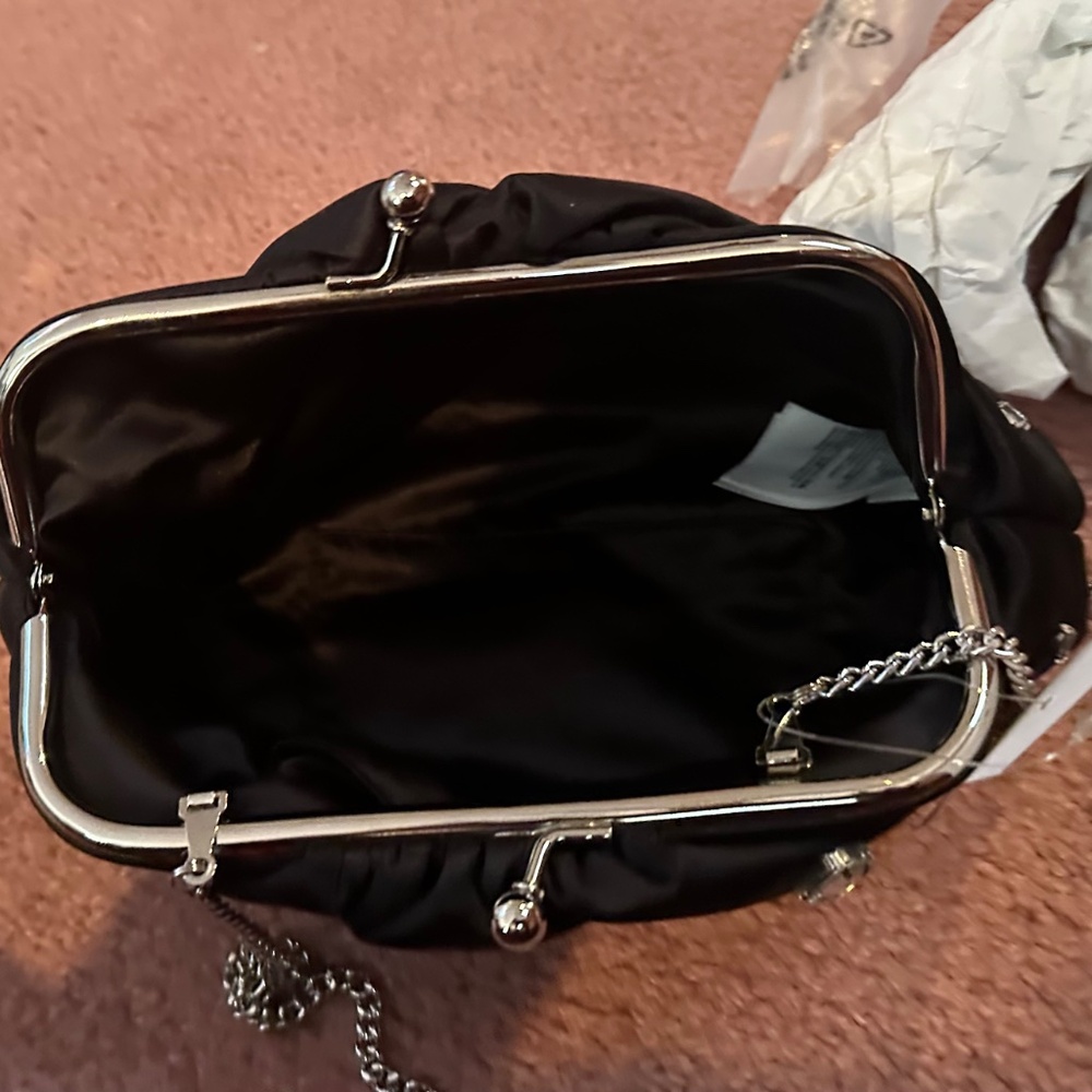 NWT JCREW BLACK SATIN BAG/CLUTCH GEM - Picture 3 of 3